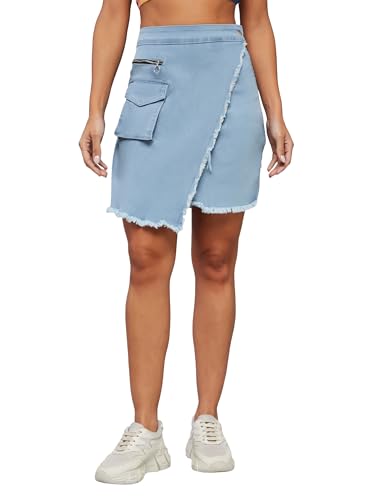 Image of Dolce Crudo Women's Flared High-Rise Stretchable Denim Maxi Skirt
