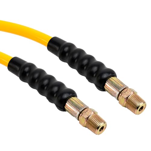 Image of 10ft High Pressure Hydraulic Hose, 3 /8 inch Thread Hydraulic Hose Assembly, 10000 psi Hydraulic Pressure Test Hose, Yellow, Length 10ft