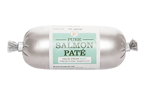 JR Pet Products 10 x 80g Pure Salmon Pate Pâté Dog Treat Reward Made From 100% Human Grade Fresh Salmon