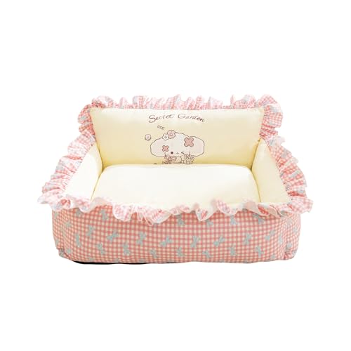 Galatée Cuccia Per Cani, Cuccia Per Animali Domestici Con Fodera Rimovibile e Lavabile, Nido Per Gatti Resistente Da Interno, Divano Per Animali Domestici Con Fondo Antiscivolo(L, Rosa)