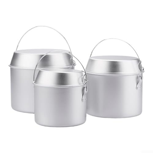 Batterie de cuisine de camping en aluminium légère et compacte avec poêle portable