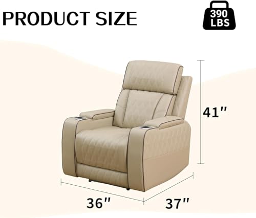 Sillón reclinable cuero Caqui miniatura 2