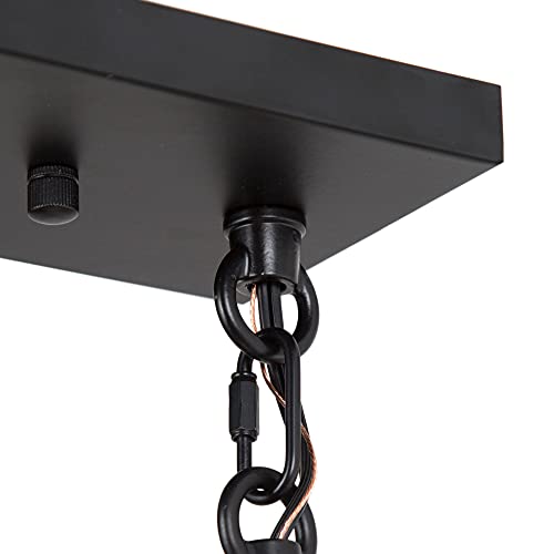 Phosant Lighting Black Gold Chandelier, 8-Light Linear Island Lights For Kitchen, 26" Modern Farmhouse Chandelier For Dining Room With Sputnik Spikes #TOP7