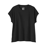 無印良品 婦人 引き揃え天竺編みフレンチスリーブTシャツ レディース BB2VQA6S 黒 M