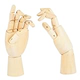 FONDOTIN 2 Stück Bewegliche Gelenk holzhand Modelle Links Rechts Gelenkige Zeichenpuppe für Skizzieren und Dekoration Holzhand Modell für Künstler und Zuhause