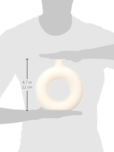 Image of Amazon Basics Modish Ceramic Donut Shaped Vase | for Unique Home Decor (Pack of 2 | White)