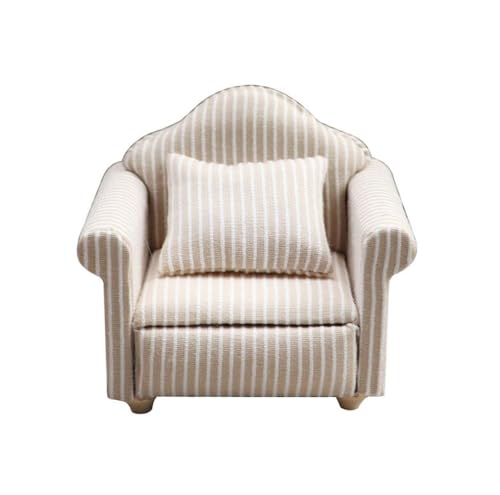 LATRAT Canapé pour maison de poupée 1:12 - Modèle miniature - En tissu - Motif floral - Avec coussins - Accessoires - Motif floral - Mini meuble avec...