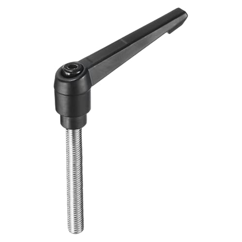 Image of uxcell Adjustable Clamping Lever Handle M10 x 70mm Metric 304 Stainless Steel Male Threaded Stud Hand Knobs Push Button Ratchet Rotating Screw Handles Bolts with Locking Lever Black