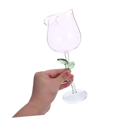 Verres à vin forme de rose gobelets verre créatifs pied haut jus - 5