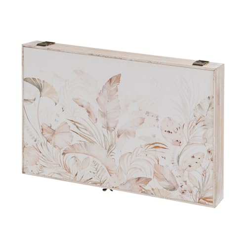 LOLAhome Tapa Contador luz Decorativa | Cubre Cuadro eléctrico | Madera MDF de 46x6x33 cm | Cubrecontador Hojas Beig