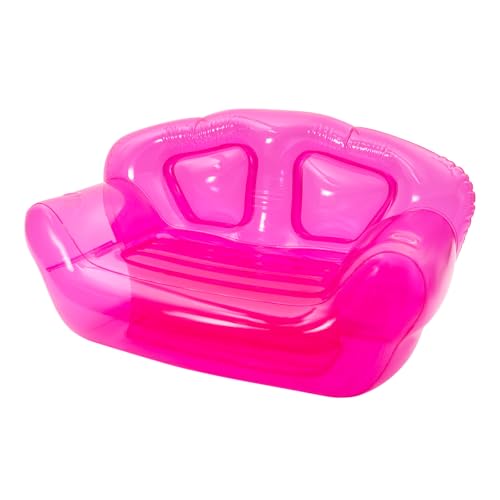 Image of Portable Transparent Inflatable Sofa, Double Person Air Couch, PVC Blow Up Chair for Indoor Outdoor, Camping, Beach, Patio, Yard, 440lbs Capacity