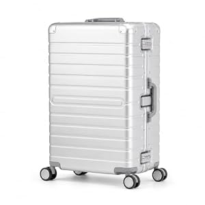 Travelhouse Oslo großer Aluminium Reisekoffer Silber L-75cm Hartschalenkoffer Reisetrolley Suitecase Trolley Koffer 2X TSA Zahlenschloss 4 Doppelräder 360° Rollen Markenqualität Vol. 102L