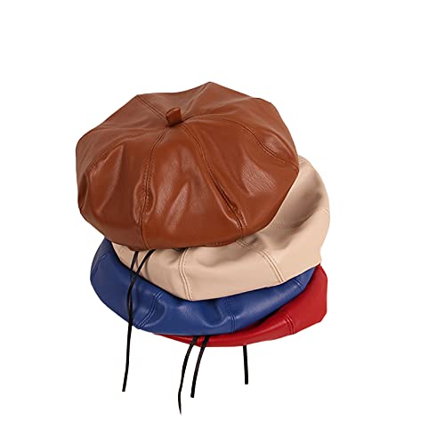 KMBANGI Toddler Baby Girls Beret Hat Pu Leather Kids Little Girl French Beanie Cap Winter Autumn3