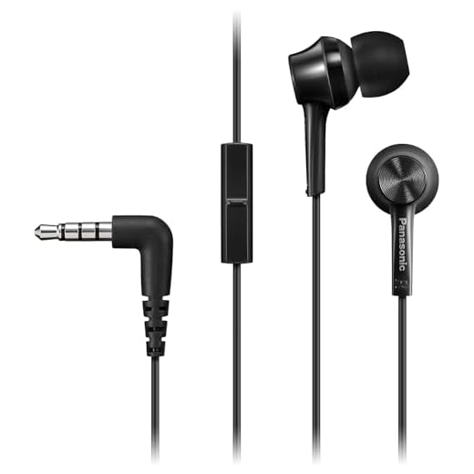Panasonic RP-TCM115 Auricolari In-Ear Ergonomici, Driver da 9 mm, Bassi Potenti, Microfono in Linea, Compatibili con Smartphone, Cavo da 1,2 m, Nero
