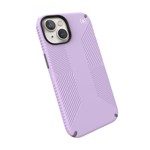 Image of Speck iPhone 14 & iPhone 13 Case - Drop Protection, Scratch Resistant, Dual Layer Slim Phone Case for 6.1 Inch iPhones 14 - Built for MagSafe - Presidio2 Grip - Spring Purple /Cloudy Grey /White