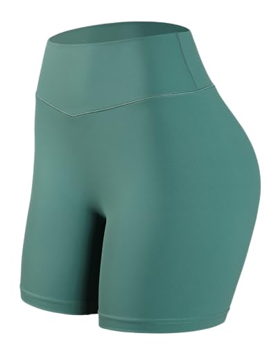 TomTiger Pantalones cortos de yoga de tela cepillada para mujer, pantalones cortos de ciclista para entrenamiento, levantamiento de glúteos, control de abdomen, cintura alta, Verde, M TomTiger Pantalones cortos de yoga de tela cepillada para mujer, pantalones cortos de ciclista para entrenamiento, levantamiento de glúteos, control de abdomen, cintura alta, Verde, M