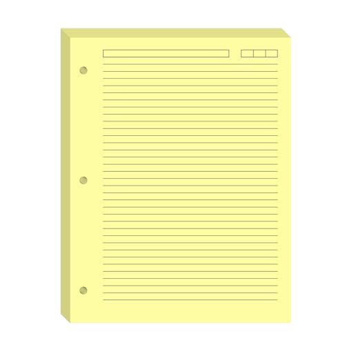 Papier volant jaune clair 21,6 x 27,9 cm perforé 3 trous pour classeur école