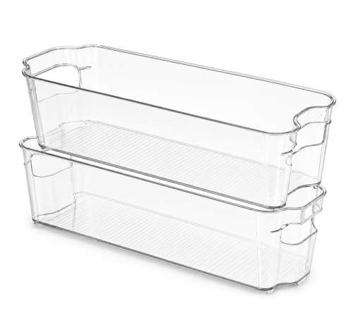 Zollyss Stackable Clear Fridge Organizer Bins with Handles, BPA F...