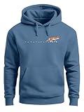 Neverless® Hoodie Herren Fuchs Fox Wald Tiermotiv Logo Print Badge Fashion Streetstyle Indigo-Blue M