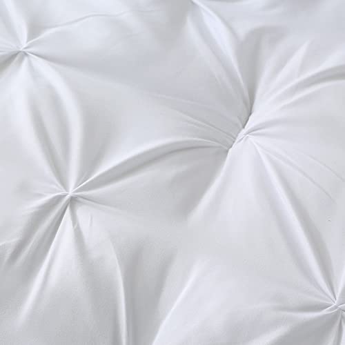 Touchutopia King Size Comforter Set, Pinch Pleat Luxurious King Bedding Set, White Comforter Set Ultra Soft For All Season (1 Comforter, 2 Pillowcases) #TOP4