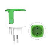 FXSFDFO WLAN Steckdose mit Strommessung, 16A, Smart Plug, kompatibel mit Alexa & Google Home, App-Fernbedienung, Zeitschaltuhr, 2,4 GHz, Tuya/Smart Life (Grün 1 PACK)