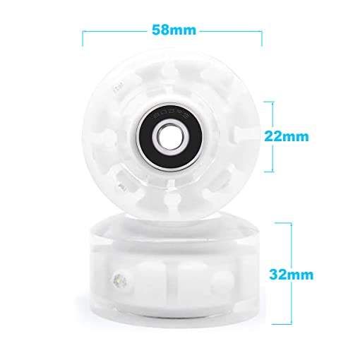 Vnaker Light Up Roller Skate Wheels 78A 32 X 58Mm, Luminous Skate Wheels Replacement 2 Pack For Indoor Or Outdoor Double Row Skating And Skateboard #TOP3
