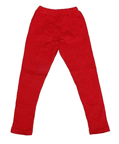 Image of IndiWeaves Girls Combo Pack of Wollen Warm Solid and Printed Leggings for Winters (White,Red,9-10 Years) Pack of 2