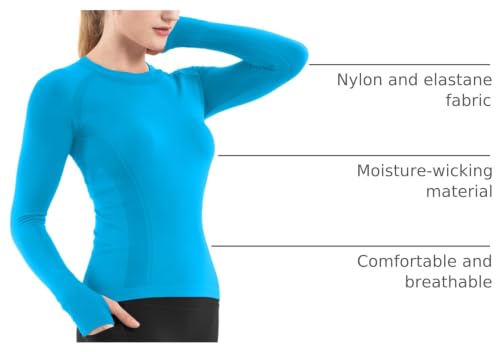 Image of MathCat Seamless Workout Shirts for Women Long Sleeve Yoga Tops Sports Running Shirt Breathable Athletic Top Slim Fit XS-XL