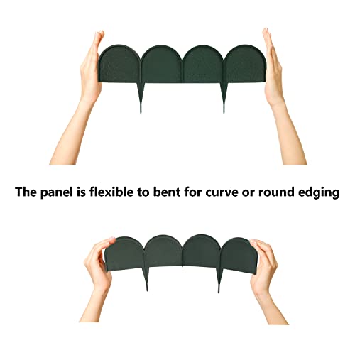 Evelyne Garden Border Edging in Half Round (Semicircle) Arched Design - 30pcs Green Yard Landscaping Fence Liner Lawn Edge Barrier - 40ft. Kit of Decorative Lawn Landscape Panels Elements - Thumbnail 7