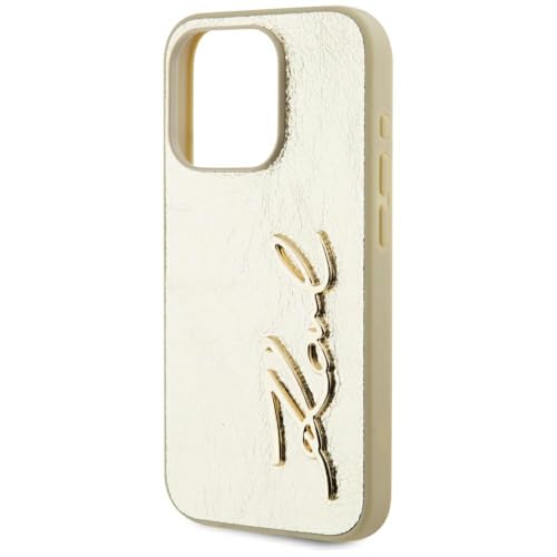 Coque dorée Karl Lagerfeld iPhone 15 Pro Max effet plissé métallique rigide - 6