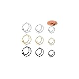 6ixGosh 18G/20G/22G Stainless Steel Hoop Nose Ring Cartilage Earring for Women Men Softened Double Hoop Nose Ring for Single Piercing Bendable Tragus Helix Piercing Lip Septum Ring, 10