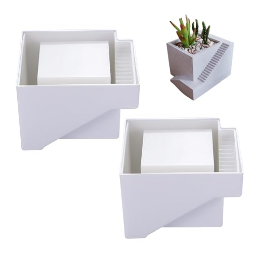 Stampo in silicone per fioriere a scala, per piante grasse fai da te, 12 x 14 x 9,9 cm (2)