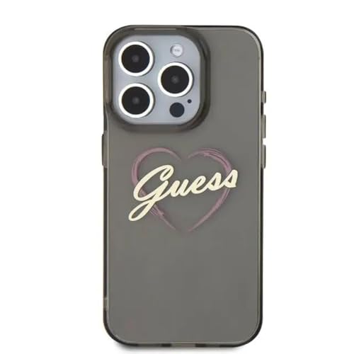 CG MOBILE Guess IML Coque Rigide avec Logo cœur pour iPhone 16 Pro Max Noir