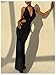 Floerns Women's Cut Out Backless Halter Top Dress Deep V Neck Slit Maxi Dresses Black Large