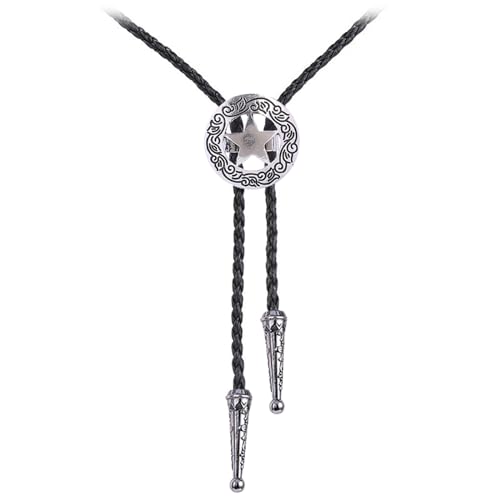 Image of Cowboy Bolo Tie for Men, Vintage Cow Skull Bolo Tie Necklace Native American Necktie for Men Women