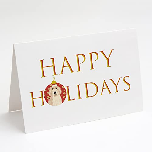 Caroline's Treasures CK9205GCA7P Doodle Fawn #2 Happy Holidays Greeting Cards and Envelopes Pack of 8 Blank Cards with Envelopes Whimsical A7 Size 5x7 Blank Note Cards