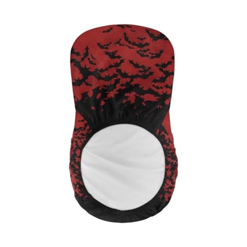 Image of Black Bat Bar Stool Covers with Backs Seat Covers for Dinning Room Chairs Set of 4 Bar Stool Covers Waterproof Slip Resistant Dining Room Seat Covers Universal Size Red