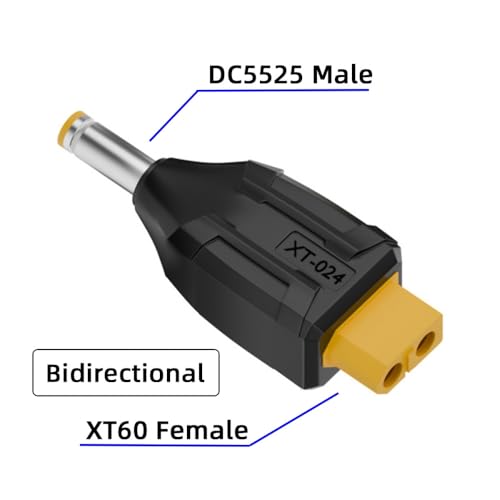 CY Adaptador XT60 feminino SC100 para conector DC 5,5 x 2,5 mm macho, adaptador de carregamento rápi