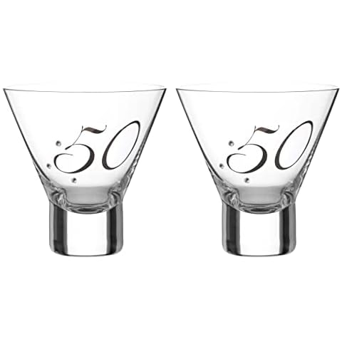 DIAMANTE 50th Birthday Martini Glasses Set Cover