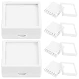 MOBUTOFU Durchsichtiger Schmuckorganizer 6 teiliges Set mit Glas und ABS Material Weiß Tragbare Box zum Schutz von Edelsteinen und Schmuck für Wohn und Reisemöglichkeiten