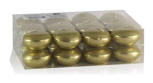 INNA-Glas Paquete de 24 Velas flotantes/Velas para baño Ornella, Dorado, Ø4,5cm, 4h - Velas de té - Juego de candelitas