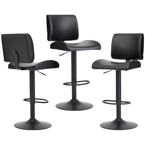 Image of FIRAVOE Adjustable Height Bar Stools Set of 3 with Backs for Kitchen Island