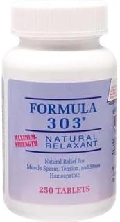 Dee Cee Labs Formula 303 Maximum Strength All-Natural Relaxant Tablets, 250 Tablets; All-Natural Relaxant containing Magnesium for Sore Muscles, Passion Flower, and Valerian Root