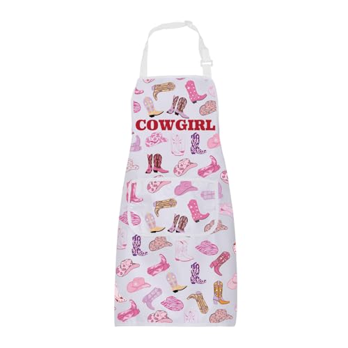 BNQL Cowgirl Aprons for Women Cowgirl Boots Hat Gifts Western Cowgirl Gifts Western Gifts for Western Lovers Western Themed Aprons