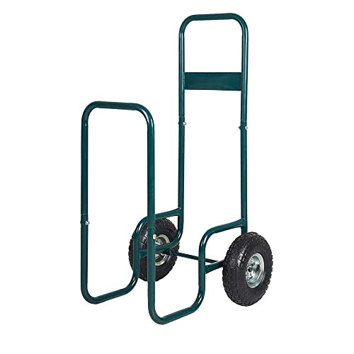 Dporticus Rolling Wheeled Firewood Log Cart Portable Log Rack With Wheels For Backyard Patio Garden Green (Small) #TOP5
