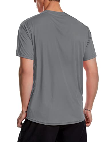 Mens Moisture Wicking Shirts Loose Fit Athletic Gym Workout Shirt Dry Fit Performance Active Tee(Xxl,Grey) #TOP3