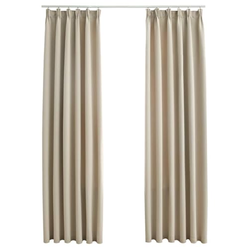 Rideaux occultants avec crochets en polyester beige 140x245