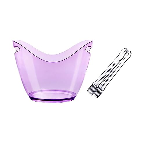 Cubo de hielo cubo de hielo acrílico de 8 litros con varilla de hielo, cubo de almacenamiento ovalado de plástico cubo de hielo para 2 botellas de vino o champán cubo de hielo Cubos de bebidas Cuenco