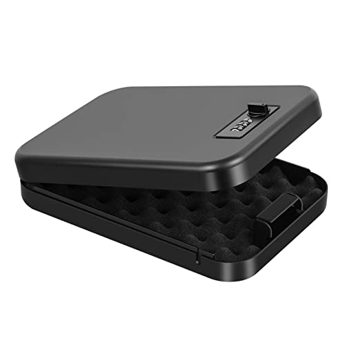 Car Gun Safe for Pistols, Handgun Safe with Combination Lock for Nightstand, Portable Travel Pistol Safe for Car Home Truck