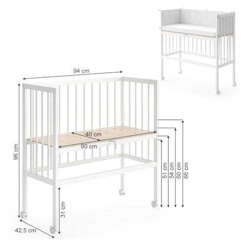 Lit de bébé Sophie blanc réglable avec rail latéral rétractable - 4